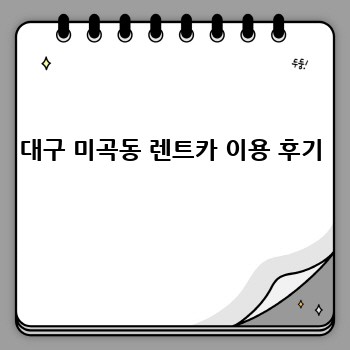 대구 미곡동 렌트카 이용 후기